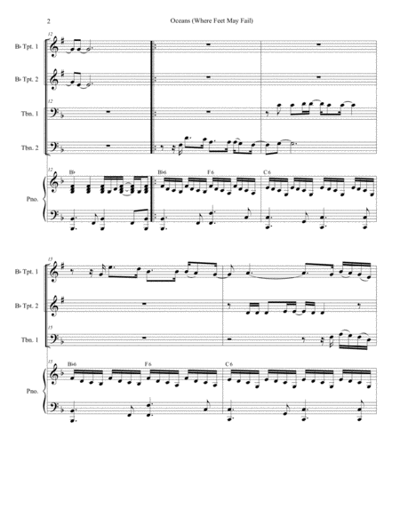 Oceans Where Feet May Fail For Brass Quartet And Piano Alternate Version Page 2