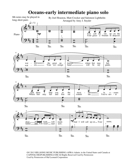 Oceans Where Feet May Fail Piano Solo 2 Page 2