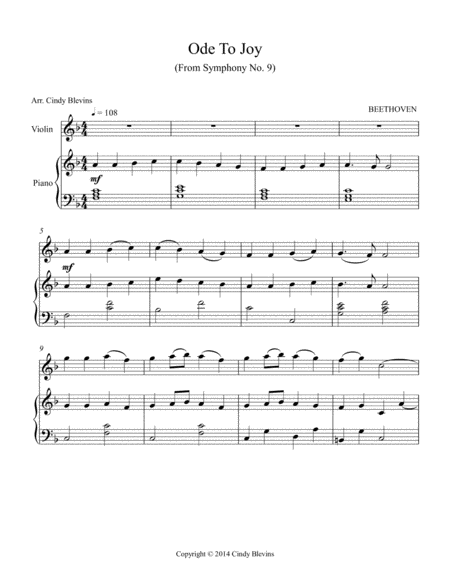 Ode To Joy Arranged For Piano And Violin Page 2