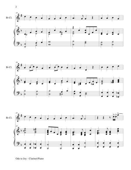 Ode To Joy Bb Clarinet Piano And Clarinet Part Joyful Joyful We Adore Thee Page 2