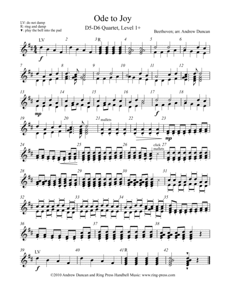 Ode To Joy Beginning Handbell Quartet Easy Page 2