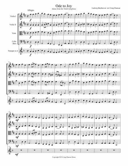 Ode To Joy String Quartet Or Trio With Opt Trumpet Page 2