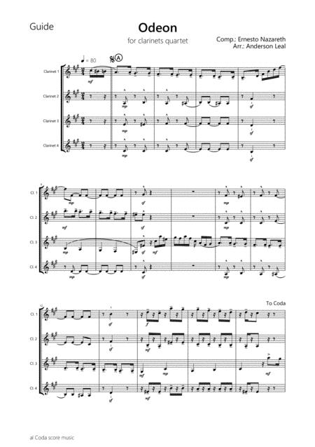 Odeon By Ernesto Nazareth For Clarinets Quartet Page 2