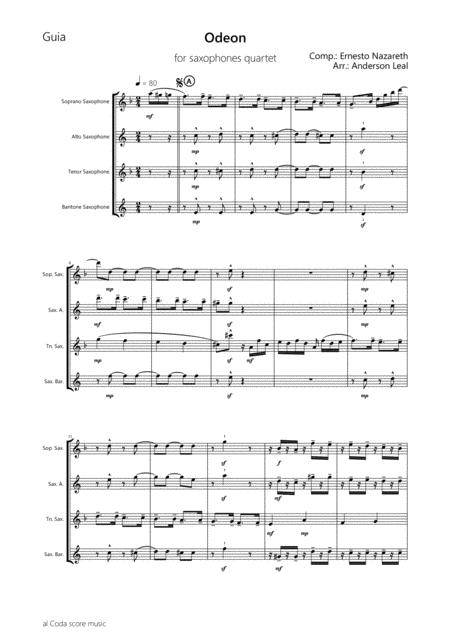 Odeon By Ernesto Nazareth For Saxophoes Quartet Page 2
