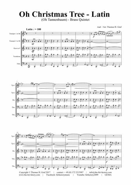 Oh Christmas Tree Latin Oh Tannenbaum Brass Quintet Page 2