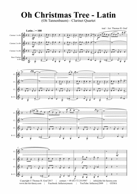 Oh Christmas Tree Latin Oh Tannenbaum Clarinet Quartet Page 2