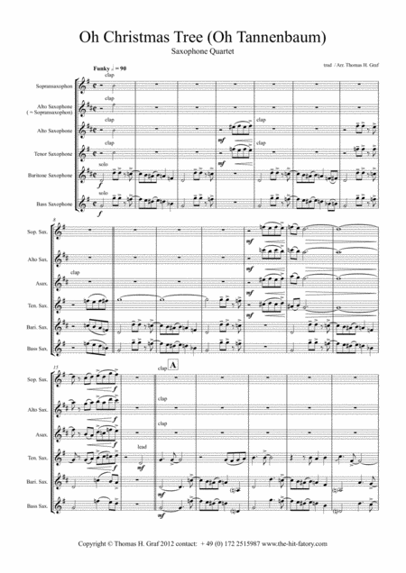 Oh Christmas Tree Oh Tannenbaum Funky Saxophone Quartet Page 2