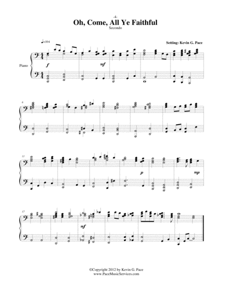 Oh Come All Ye Faithful Easy Piano Duet Page 2