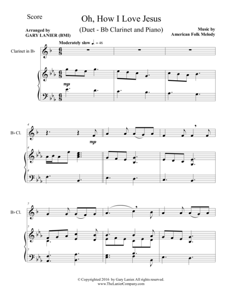 Oh How I Love Jesus Duet Bb Clarinet Piano With Parts Page 2