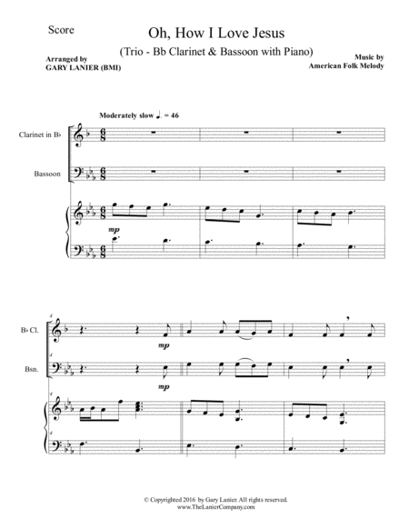 Oh How I Love Jesus Trio Bb Clarinet Bassoon And Piano With Parts Page 2