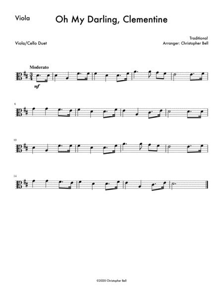 Oh My Darling Clementine Easy Viola Cello Duet Page 2