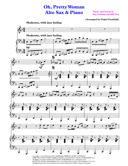 Oh Pretty Woman For Alto Sax And Piano Page 2