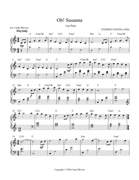 Oh Susanna Arranged For Lap Harp From My Book Feast Of Favorites Vol 3 Page 2