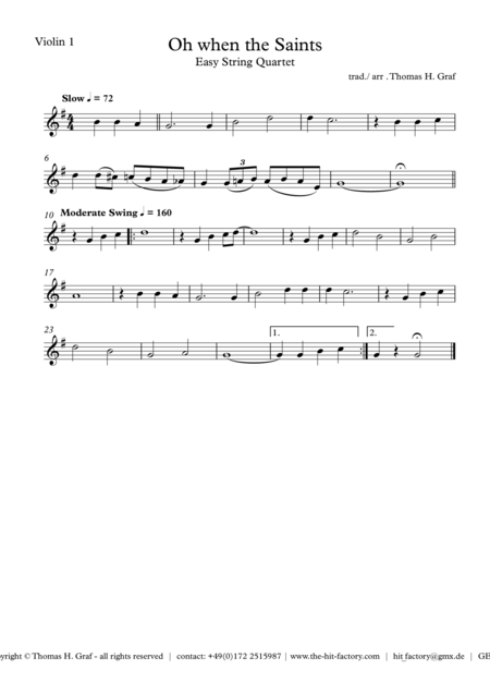 Oh When The Saints Easy String Quartet Page 2