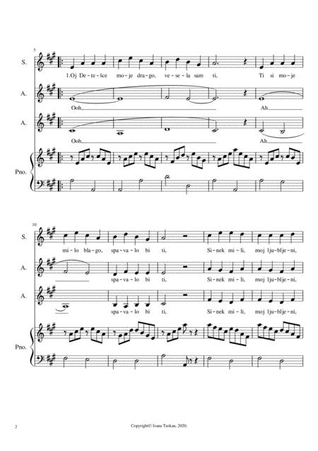 Oj Dete Ce Moje Drago Saa And Piano Page 2