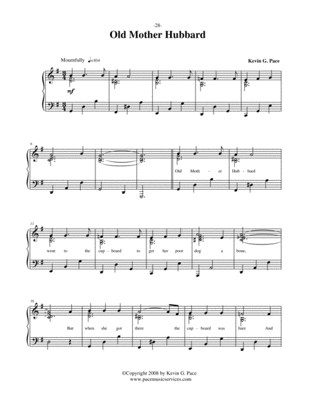 Old Mother Hubbard Vocal Solo Piano Solo Or Unison Choir With Piano Accompaniment Page 2