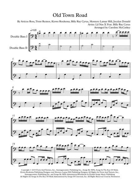 Old Town Road Remix For Intermediate Double Bass Duet Page 2