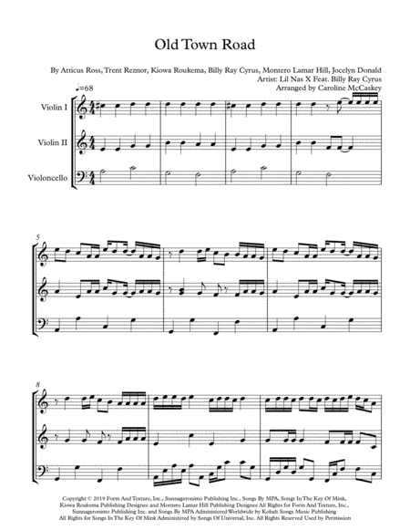Old Town Road Remix For Intermediate String Trio Two Violins And Cello Page 2