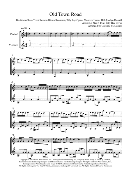 Old Town Road Remix For Intermediate Violin Duet Page 2