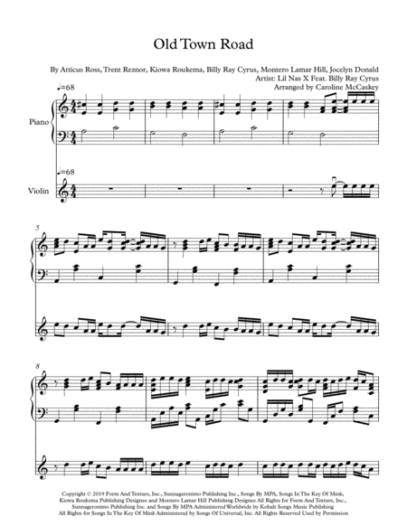 Old Town Road Remix For Intermediate Violin Solo With Piano Accompaniment Page 2