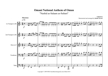 Omani National Anthem For Brass Quintet Sultans Anthem Page 2