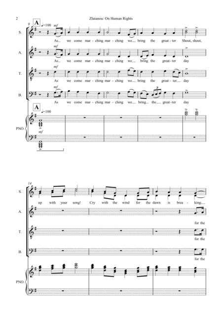 On Human Rights 1 For Satb Choir And Piano Page 2