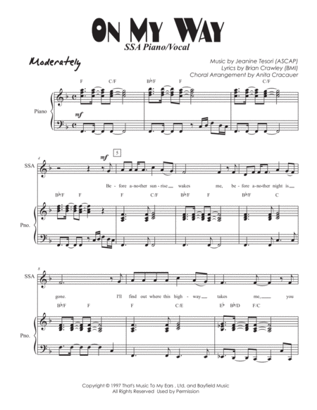 On My Way Ssa Piano Vocal Page 2