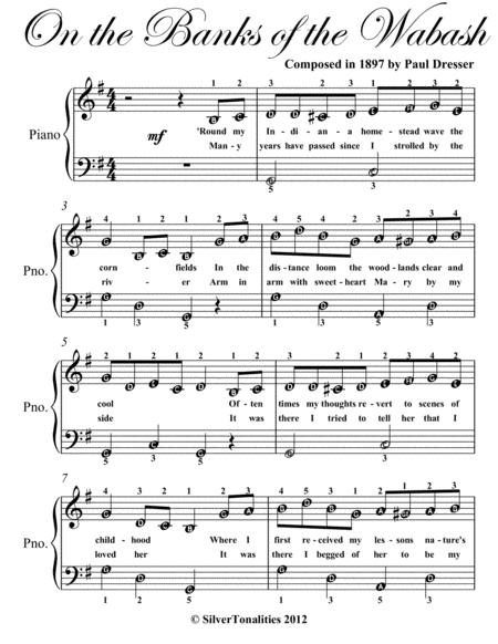 On The Banks Of The Wabash Easy Piano Sheet Music Page 2