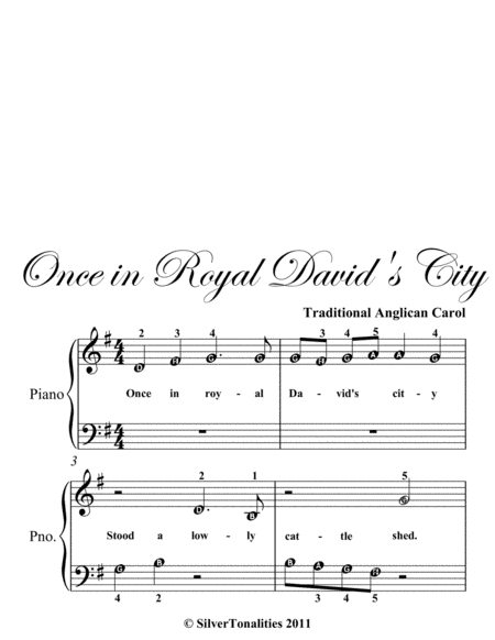 Once In Royal Davids City Beginner Piano Sheet Music Page 2