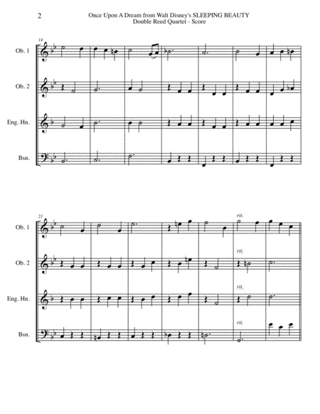 Once Upon A Dream From Walt Disneys Sleeping Beauty For Double Reed Quartet Page 2
