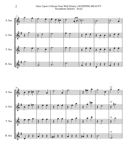 Once Upon A Dream From Walt Disneys Sleeping Beauty For Saxophone Quartet Page 2