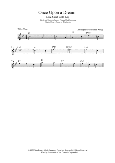 Once Upon A Dream Lead Sheet In 3 Keys With Chords Page 2