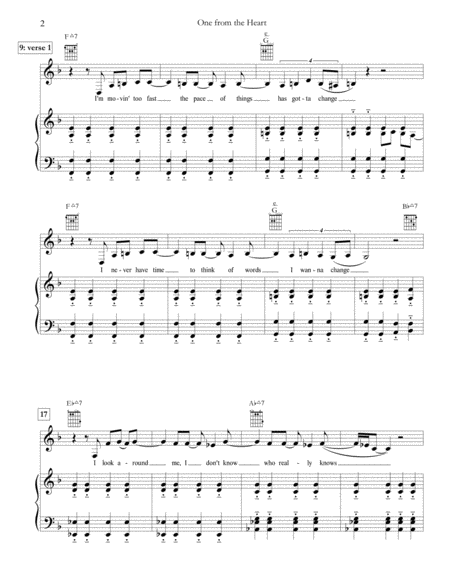 One From The Heart Chicago Piano Vocal Guitar Page 2