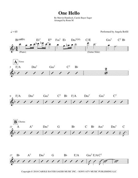 One Hello Lead Sheet Performed By Angela Bofill Page 2