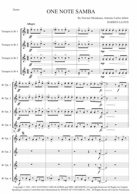 One Note Samba Samba De Uma Nota So Trumpet Quartet Page 2