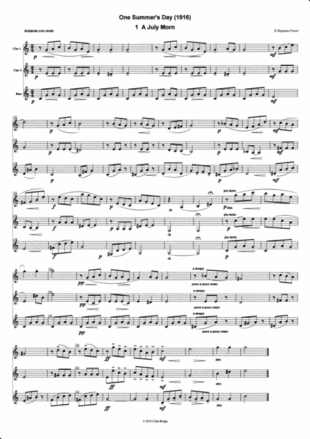 One Summers Day 1916 By H Baynton Power For Clarinet Trio 2 Bb Bass Page 2