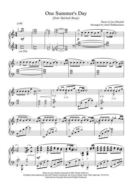 One Summers Day From Spirited Away Piano Page 2