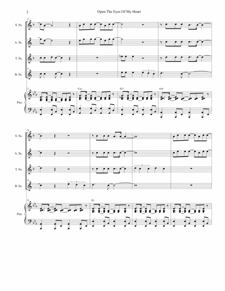 Open The Eyes Of My Heart For Saxophone Quartet And Piano Page 2