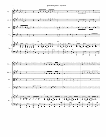 Open The Eyes Of My Heart For String Quartet And Piano Page 2