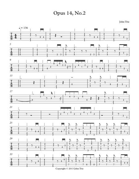 Opus 14 No 2 Guitar Tablature Page 2