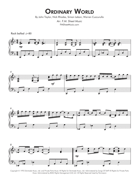 Ordinary World Intermediate Piano Page 2