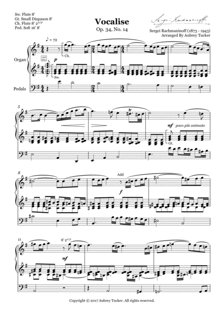 Organ Vocalise Op 34 No 14 Sergei Rachmaninoff Page 2