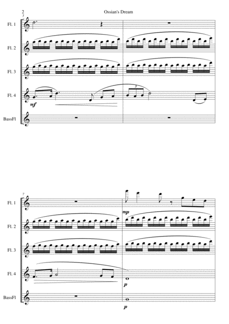 Ossians Dream For Flute Choir 4 Flutes And Bass Flute Score Page 2