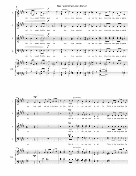 Our Father The Lord Prayer For Satb Choir And Organ Page 2