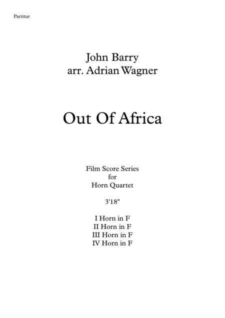 Out Of Africa John Barry Horn Quartet Arr Adrian Wagner Page 2