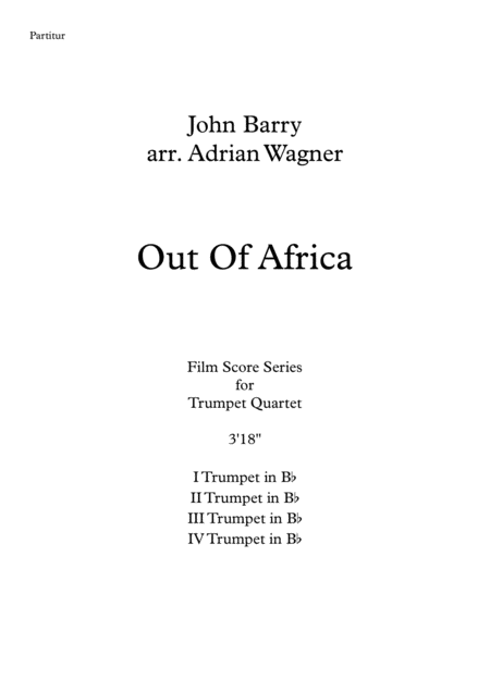 Out Of Africa John Barry Trumpet Quartet Arr Adrian Wagner Page 2