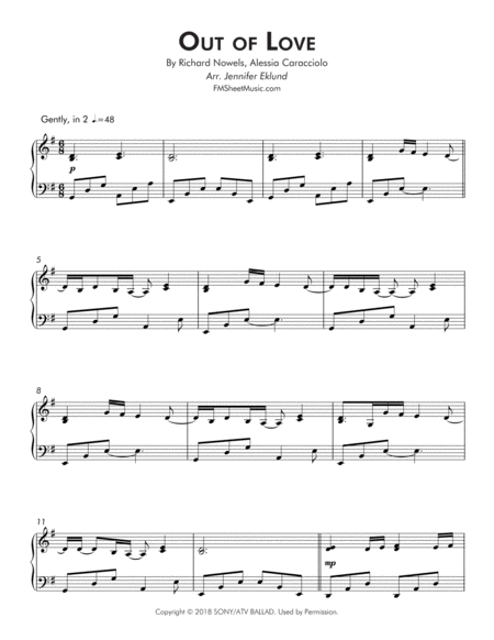 Out Of Love Early Intermediate Piano Page 2