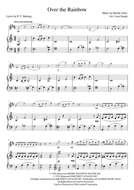 Over The Rainbow Clarinet And Piano Page 2