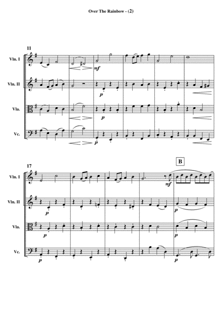 Over The Rainbow For String Quartet Score And Parts Page 2
