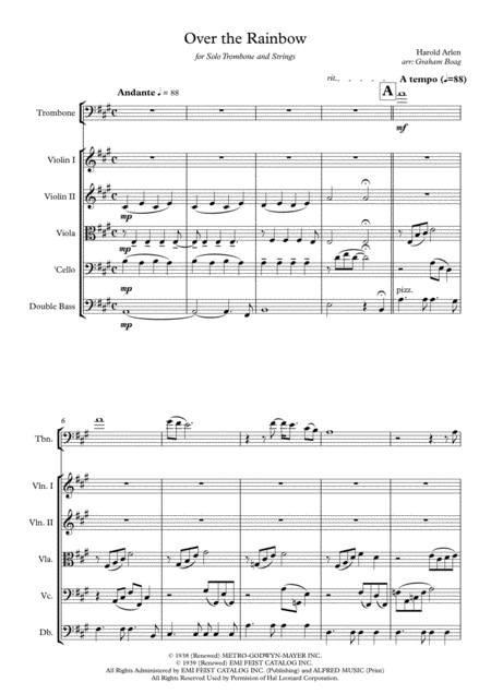 Over The Rainbow For Trombone Solo And Strings Page 2